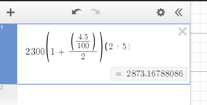 Desmos, finding compound interest, example 2