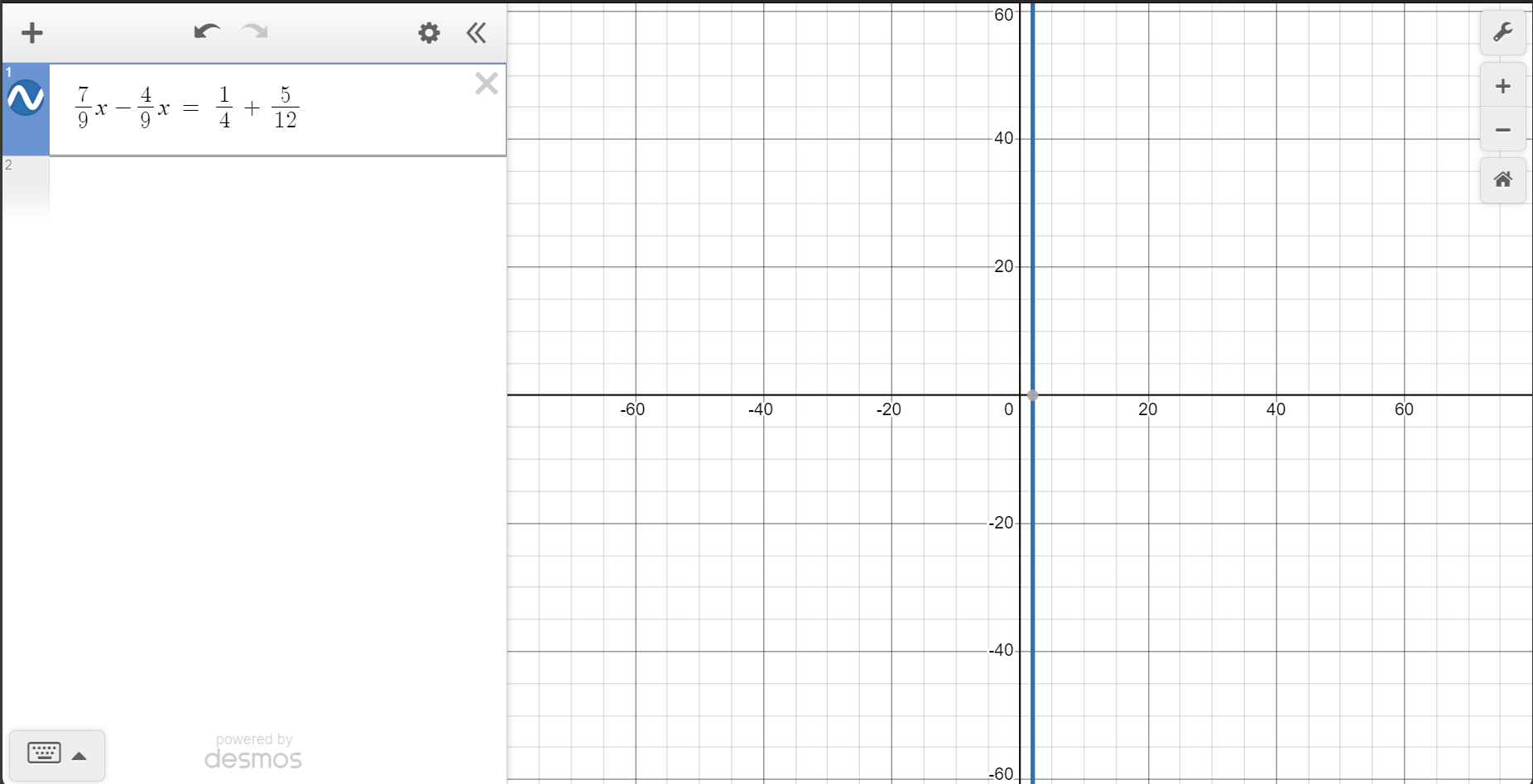 Using Desmos to solve an equation with fractions